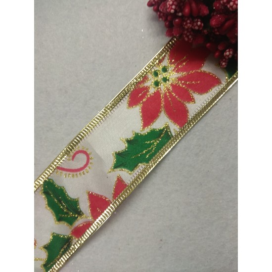 Лента декоративная 25мм с проволочным краем, цена за 3 м